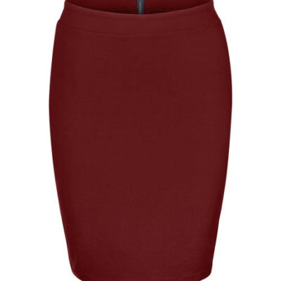 Burgundy brown pencil skirt with a zipper isolated on white