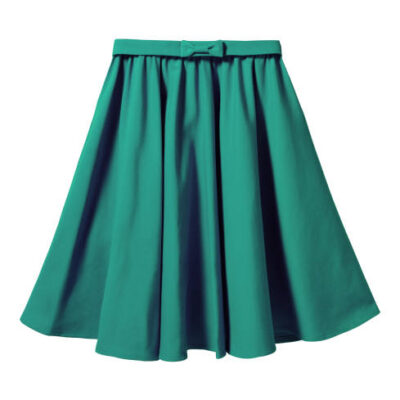 Green elegant skirt with ribbon bow isolated on white