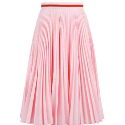 Pink skirt with stripes isolated on white background