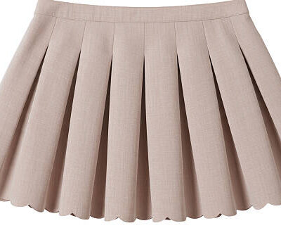 Isolated beige pleated skirt fashion apparel